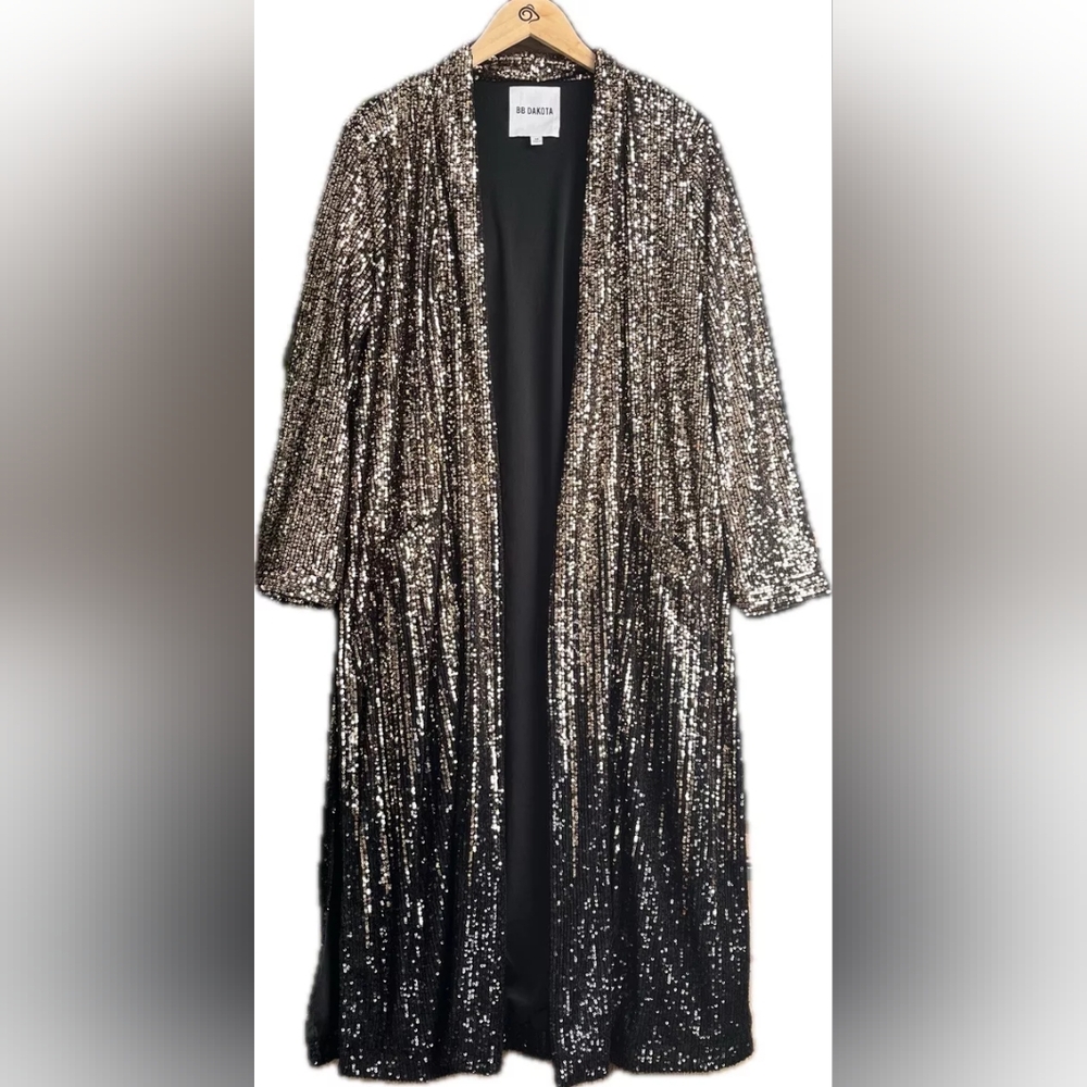 Dulcinea Sequined Duster Jacket in Rose Black Ombre - Picture 11 of 14
